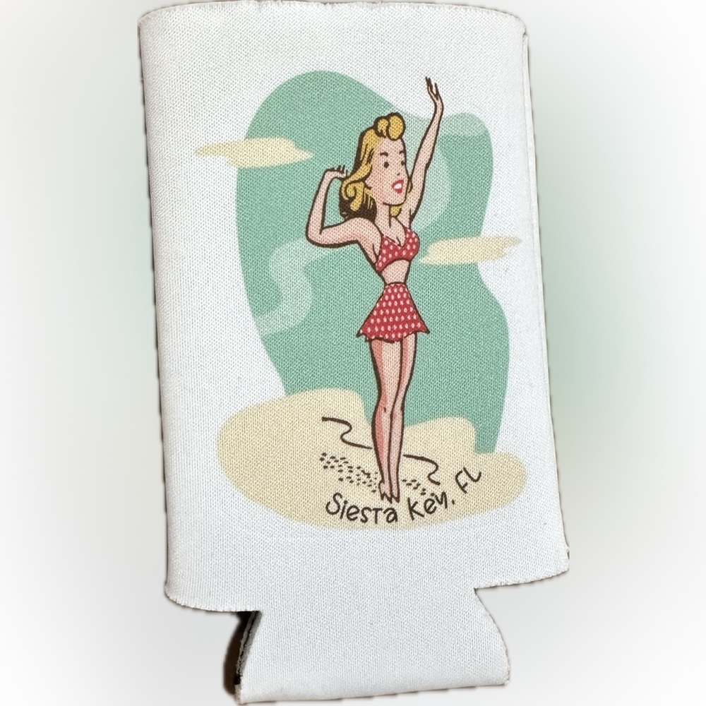 Retro Siesta Key Slim Can Cooler
